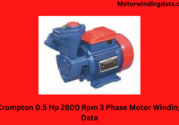 Crompton 0.5 Hp 2800 Rpm 3 Phase Motor Winding Data
