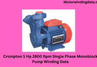 Crompton 1 Hp 2800 Rpm Single Phase Monoblock Pump Winding Data