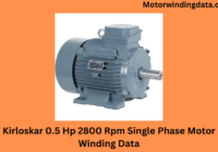 Kirloskar 0.5 Hp 2800 Rpm Single Phase Motor Winding Data